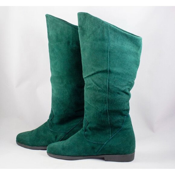 Jack Sprat Womens Houston Hunter Green Mid-Calf Suede Scrunch Boots Size 7 - Picture 1 of 12